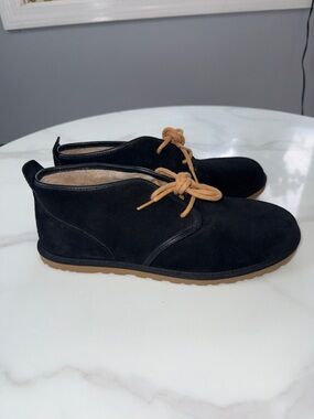 UGG Black Suede Low-Top Shoes with Tan Laces